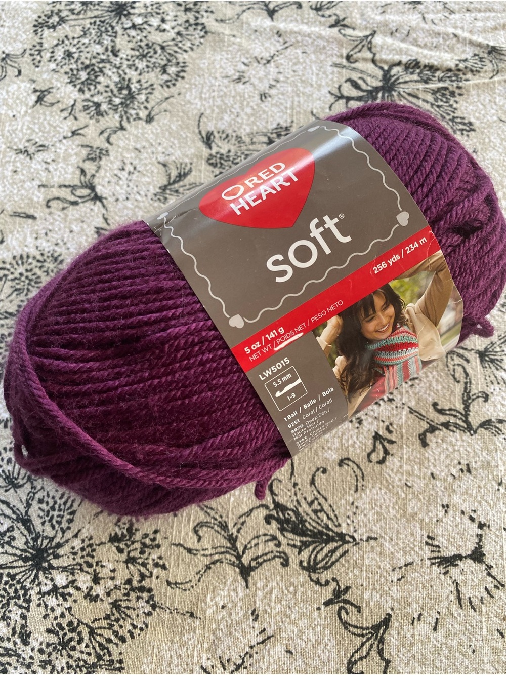 RED HEART Soft Yarn Grape Raisin, 1 Ball, 5 oz